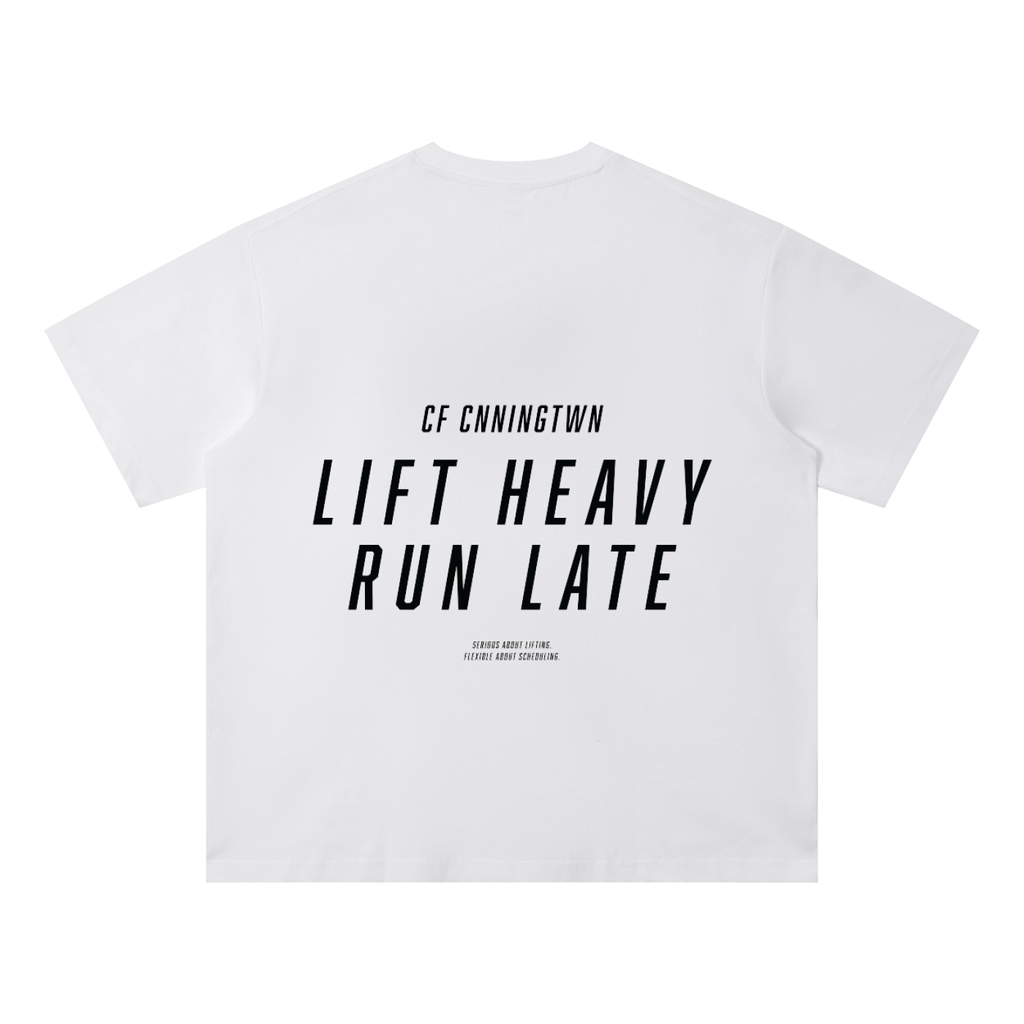 Lift Heavy, Run Late Unisex Quick-Dry Loose Fit Boxy T-Shirt - Canning Town