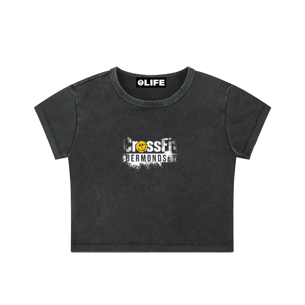Women's Chalk logo Snow Washed Crop Top - Bermondsey