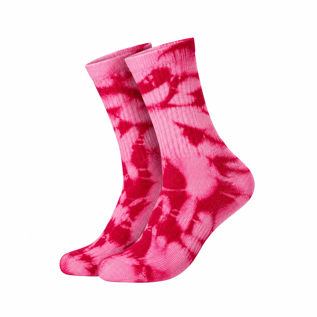 PREORDER LIMITED RUN Pink & Red Tie Dye Athletic Socks