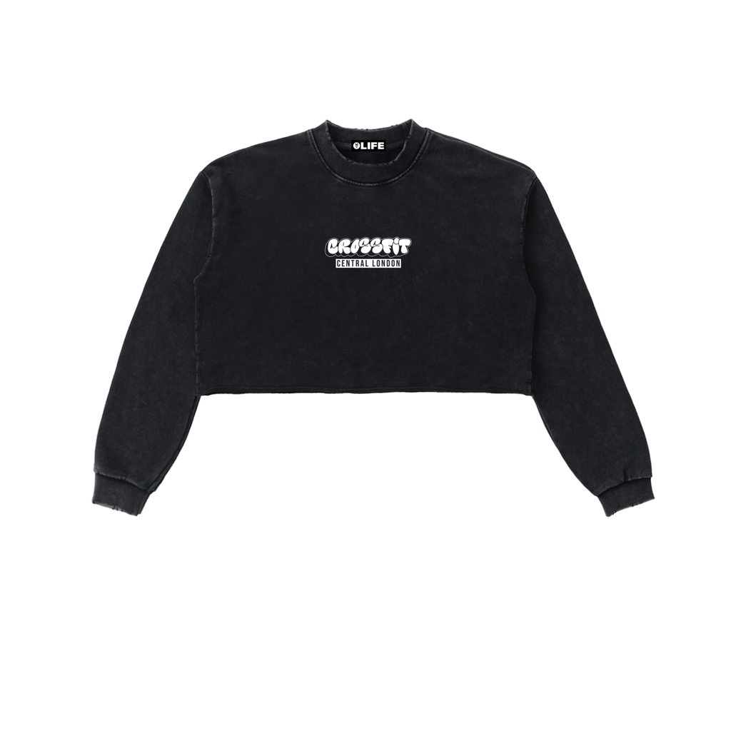 Graffiti Snow Washed Cropped Sweatshirt - Central London