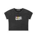 Women's Chalk logo Snow Washed Crop Top - Central London